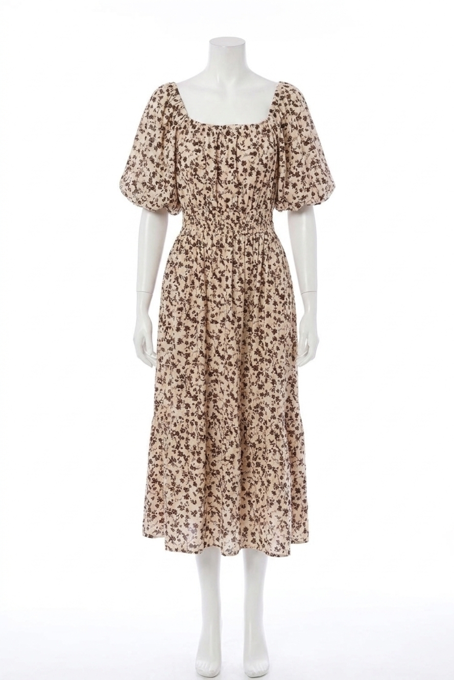NEW ODDI ditsy flower printed midi dress in white black combo